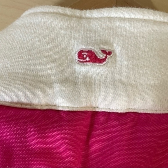 Vineyard Vines White Sweatshirt Pink Accents Small Quarter Zip - Picture 7 of 11